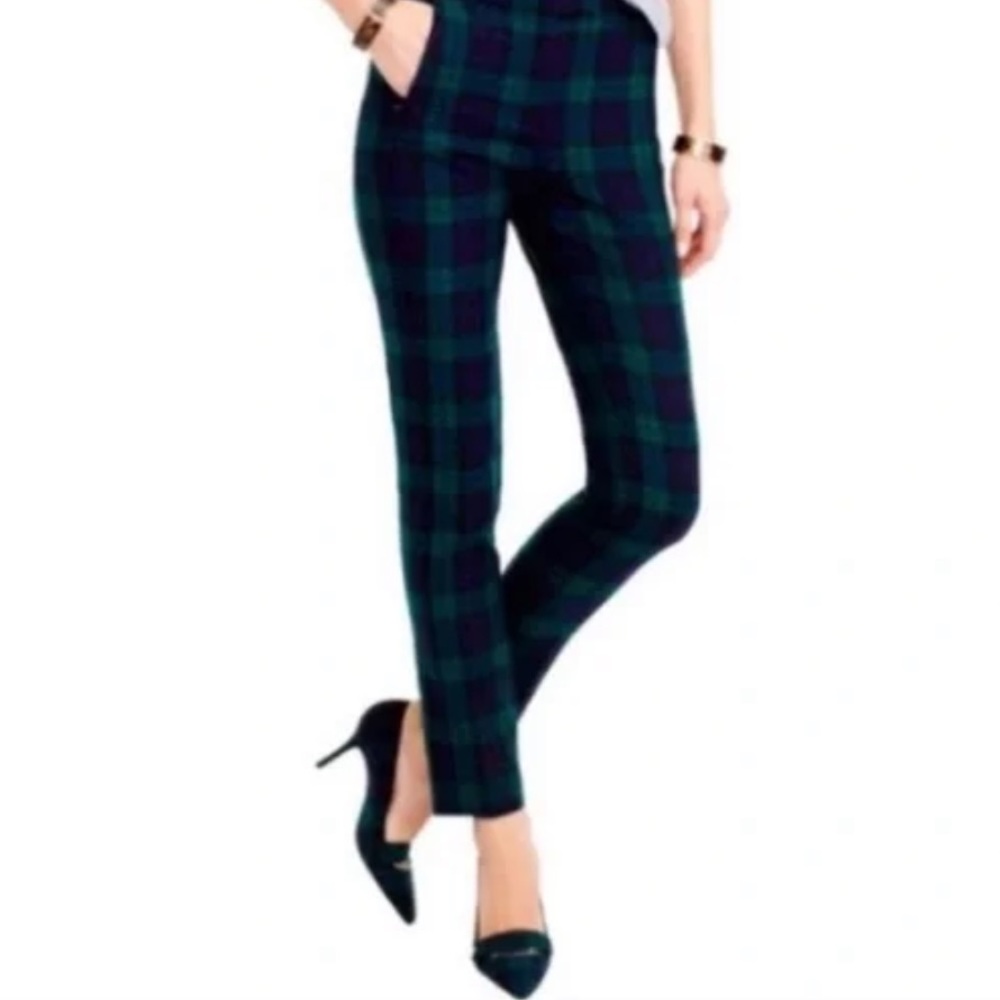 Plaid Wool Blend J Crew Maddie Crop Pants with zippered pockets